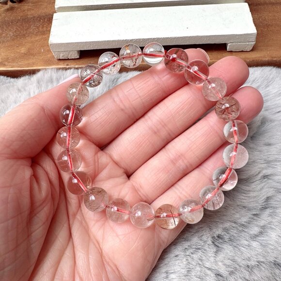 9mm Rutilated Quartz Stretch Bracelet - Picture 1 of 5